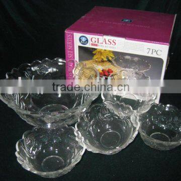 HF32073-7 round glass bowl set7 with color box