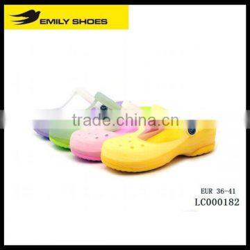 Lady's plain color hollow clog shoes