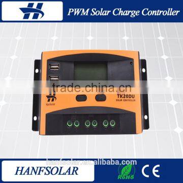12V 24V 20A CE RoHS solar panel light controller, solar charge controller lcd display