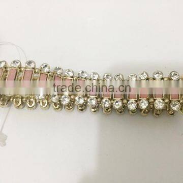 FASHION PINK STONE CRYSTAL RHINESTONE ELASTIC BRACELET