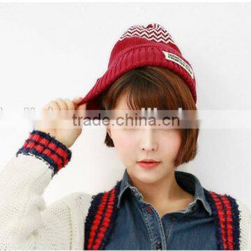 Best Selling Fashion Cute Peaked Top Wave Knitting Hats and Caps for Women
