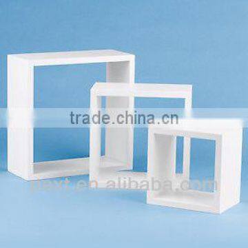 set 3 MDF White cube shelf 25/20/15x9cm