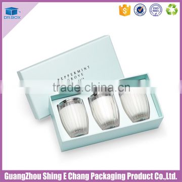 Rectangular luxury customized logo cardboard printed box for 3 candles with insert holder,candle packaging box