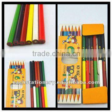 BSCI factory 2012 hotsale double side color pencil set, 12colors, 6pcs in color box