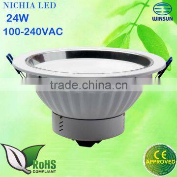 100-240VAC NICHIA led CE ROHS SAA C-Tick 3 years warranty led downlight 24w dimmable