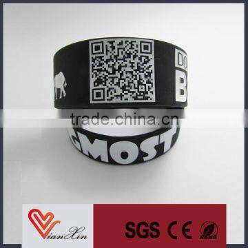 silk printed silicone wristband with QR code