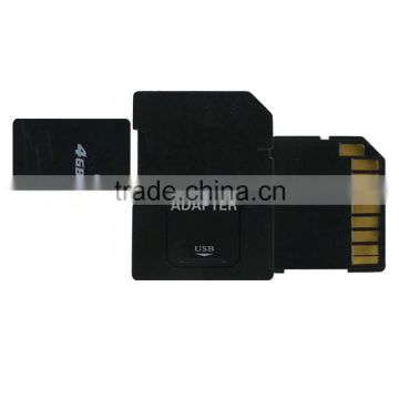 Micro memory sd card to sd card trio 3 in 1 adapter,micro memory sd reader,usb adapter.