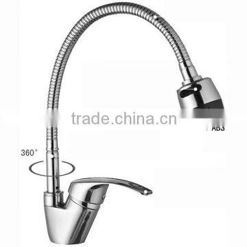Brass Kitchen Mixer, Chrome Finish, 360 Degree Turn Flexible Hose and 2 Functions Flow Shower Head photo-2