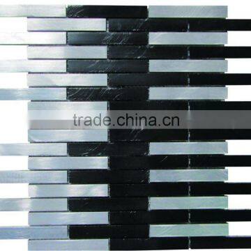 MA10 hot sale strip brushed black aluminum alloy mosaic for kitchen