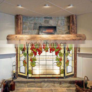 F-7 Grape Stained Glass Panel Tiffany Windows Flower Design Mosaic Wholesale China Tiffany Fireplace photo-3