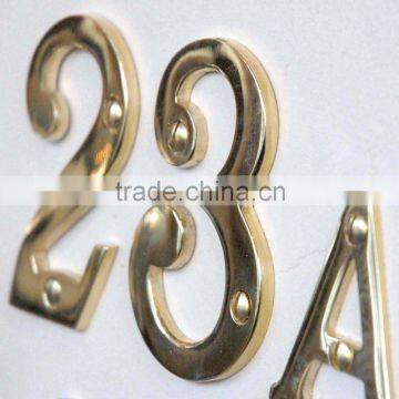 Wall Hook, Brass Number And Alphabet, Shiny Polish Number