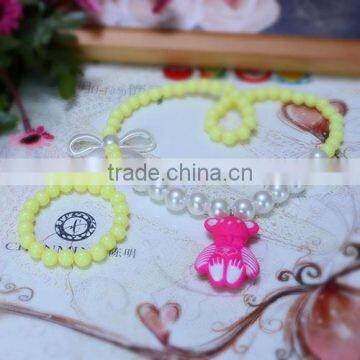 2014 colorful fashion bear pendant pearl necklace designs