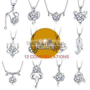 12 Constellations 925 Sterling Silver Pendant Jewelry Cubic Zircon Pendant photo-2
