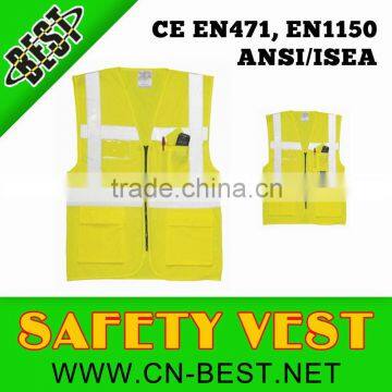 100% polyester flame retardant hi-vis security vest/yellow security vest