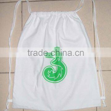 White Drawstring Shopping Bag Custom Wholesale Cotton Ham Bag--design Green 3