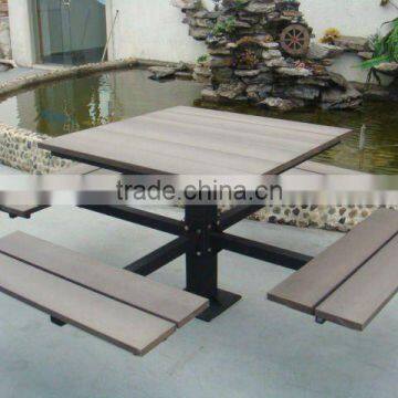 Outdoor picnic table setting