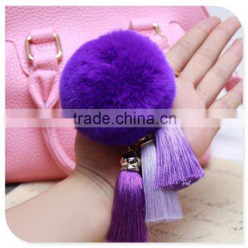 Genuine fox fur ball pom pom keychain,bag pendant, high fashion purse accessory, fluffy heavy density pom pom keychain