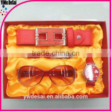 2015 New Design Promotion Pretty Leather Gift Set for Women With Pen, Belt ,watch,sunglass photo-1