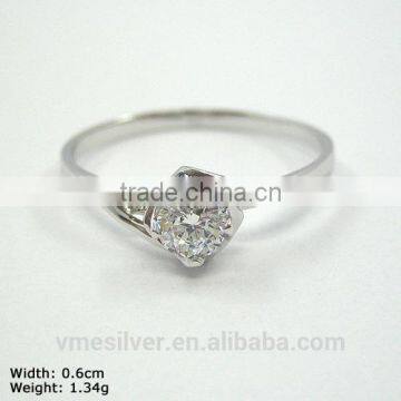 [RZD-0003] 925 Sterling Silver Ring Wedding Ring One Stone Silver Ring Classic Style