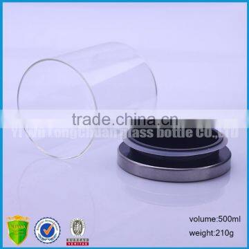 16.67oz/500ml Airtight Clear Wholesale Cannister Borosilicate Glass Jar With Metal Lid