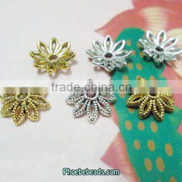 Wholesale 10mm Silver And Gold Alloy Flower Beads For Unique Jewelry Making PB-BC022