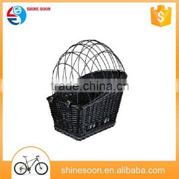 cheap natural handle woven wicker bike bicycle basket for pets dogs