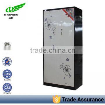 Painting White Double Door cheap steel almirah cabinet with safe lock