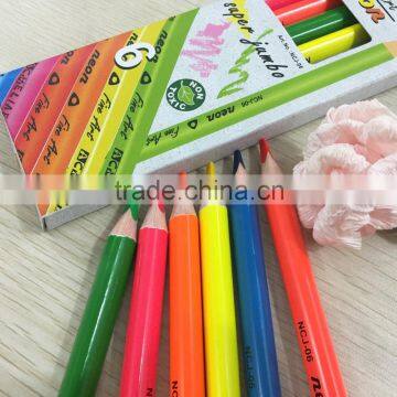 7" jumbo size triangular shape soft wood high quality 5.0mm neon colored pencil