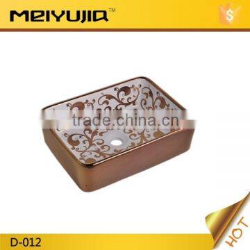 Chaozhou countertop rectangle bathroom golden wash basin