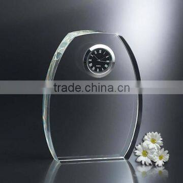 Blank crystal desk clock/promotion crystal timepieces for customized design