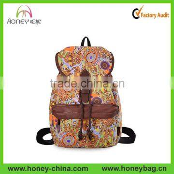 Cute Casual Backpack for Teenage Girls Women Canvas Peacock Print Daypack