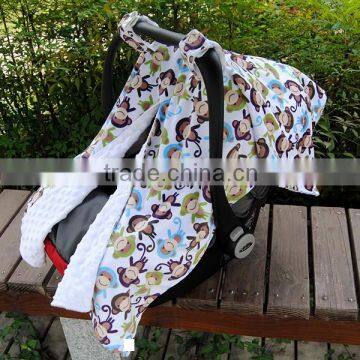 2016 Fashion Customized Lovey Monkey Design Minky Car Seat Canopy Infant Canopy