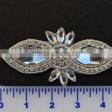 Bridal Trimmings Clear Crystal Rhinestone Applique With Pearls Hotfix for Wedding Dress Accessory photo-2