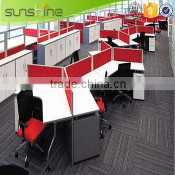 Modern new design office workstation for 6 person artificial slab China funiture