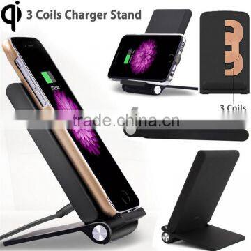 Qi Wireless 3 Coils Charging Mat Stand Charger Pad for Samsung S6 Edge Iphone ETC photo-3