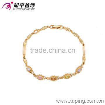 18k gold xuping jewelry lovely flower charm bracelet