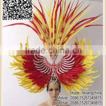 Samba Headdress Stunning Yellow With Red Large Headpiece For Women