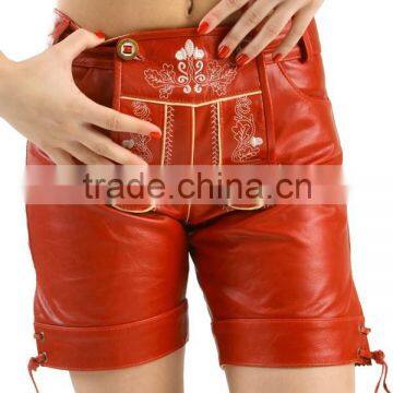 High waist adjusted waistband blank custom leather shorts for lady wear