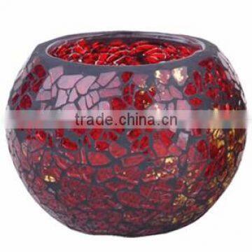 Red Wedding Decor Craft Mosaic Home Decor Crystal Glass Candle Holder