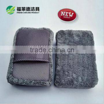 High density coral fleece water absorbency with pocket car mesh sponge