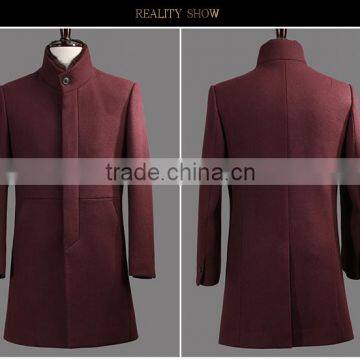 Wine Red British Style Fleece Jacket Men Wool Cashmere Jacket Winter Cashmere Wool Coat Overcoat photo-2