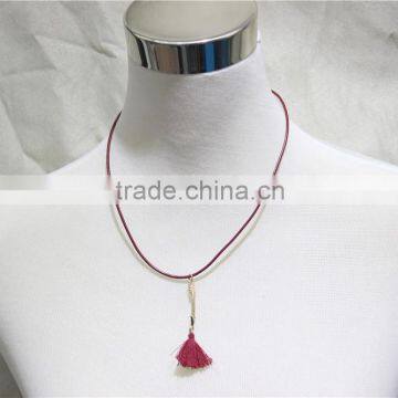 Newest Pendant Necklace w / Gold Arrow & Wine Tassle Wine String Choker Necklace 2016 Fashion Style Wholesale