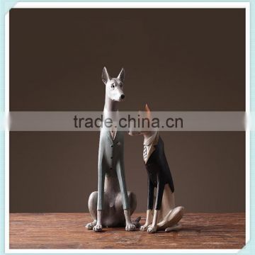 resin gentleman dog statue gentleman dog figurine for home decoration