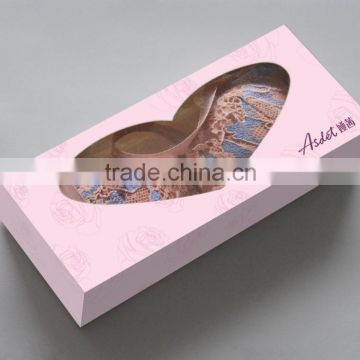 Flat packed paper gift color bra box