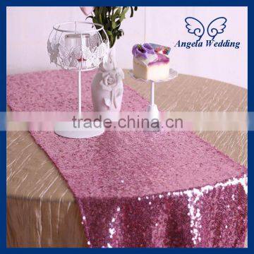 RU009G giltter cheap fancy weddding sequence beaded decorative rose pink sequin table runner for round table