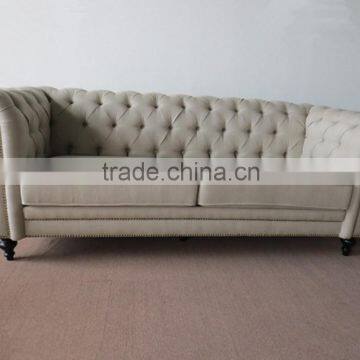 Royal Antique French Style Fabric sofa, three seat with wooden carving legs