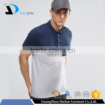 Daijun OEM Factory Breathable New Design 200g Blue Gray 100% Cotton Two-Tone Polo Shirts