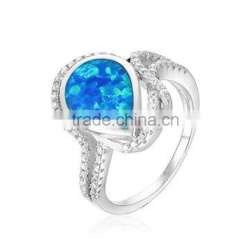 Hamsa Opal Bule Diamond Engagement Ring Wholesale Silver Rings SRI005W