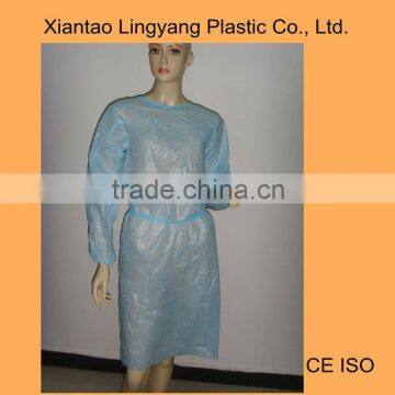 Blue PP with PE Coated surgical gown elastic cuffs