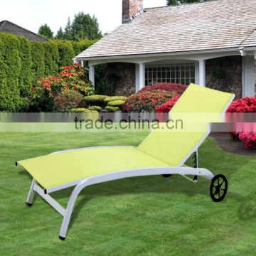 Aluminum sunbed beach sun lounger with wheels